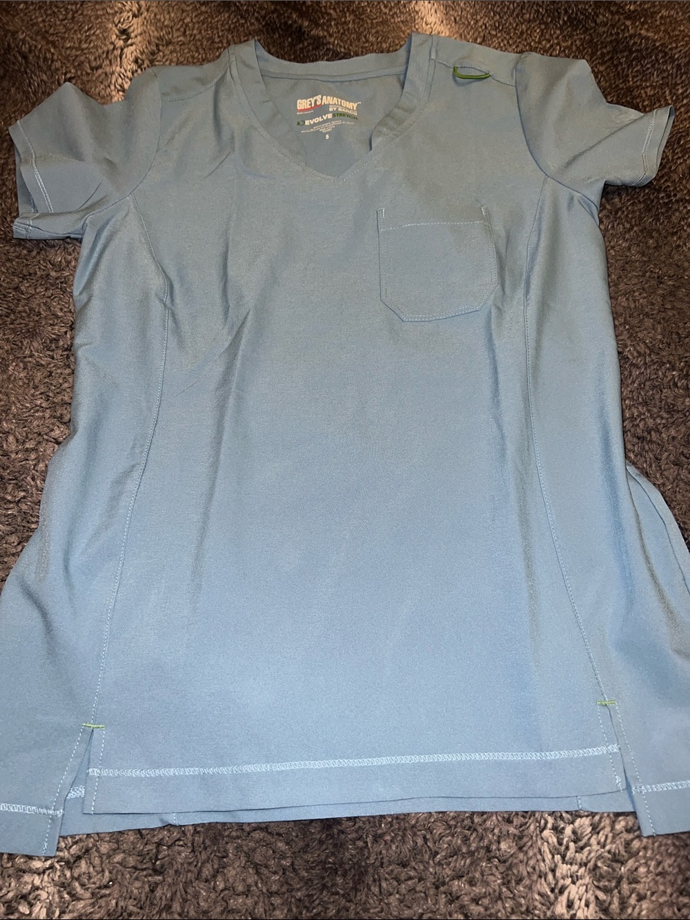 Grey's Anatomy Women's Sky Blue V‑Neck Scrub Top Stretchy Soft Material